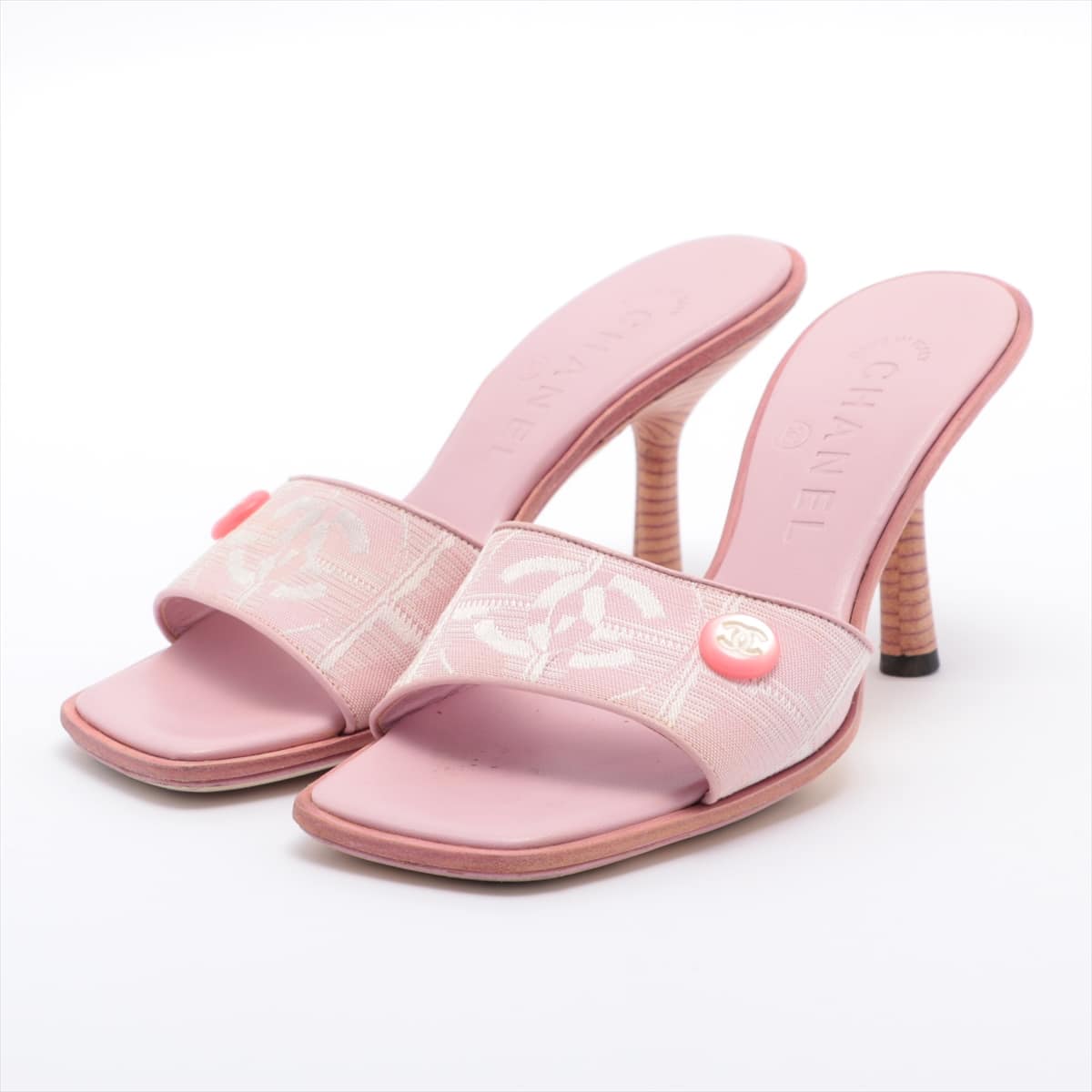 Chanel canvas Sandals 34.5 Ladies' Pink Coco Mark