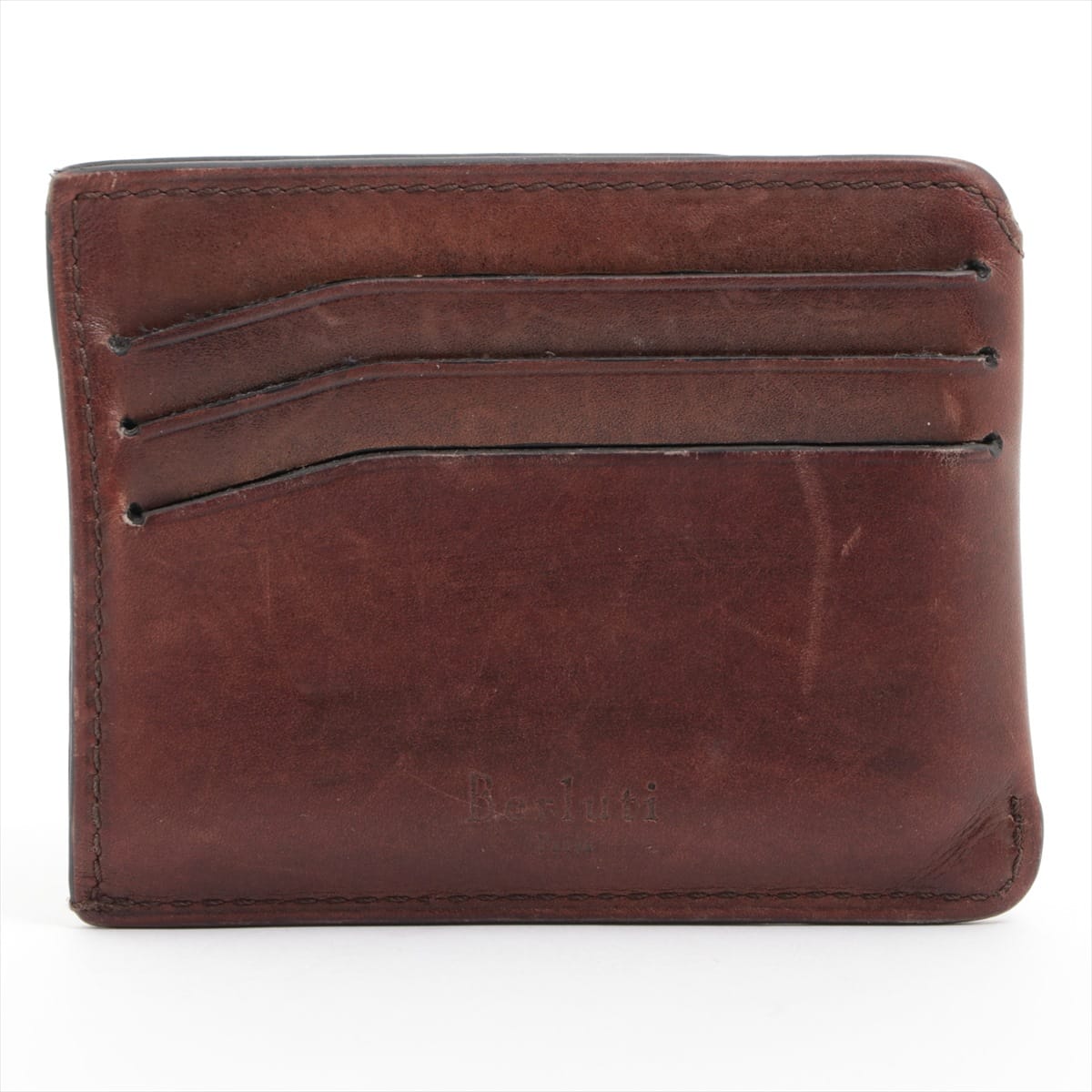 Berluti Calligraphy Leather Pass case Brown