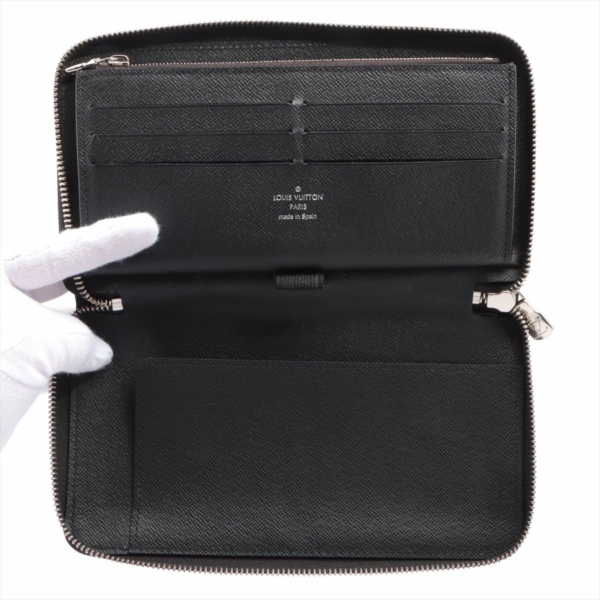 Louis Vuitton × Supreme Epi Zippy Organizer M67723 Leather Round-Zip-Wallet Black CA2107