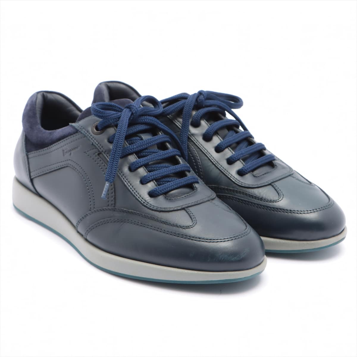 Ferragamo Leather Sneakers 7.5EE Men's Blue
