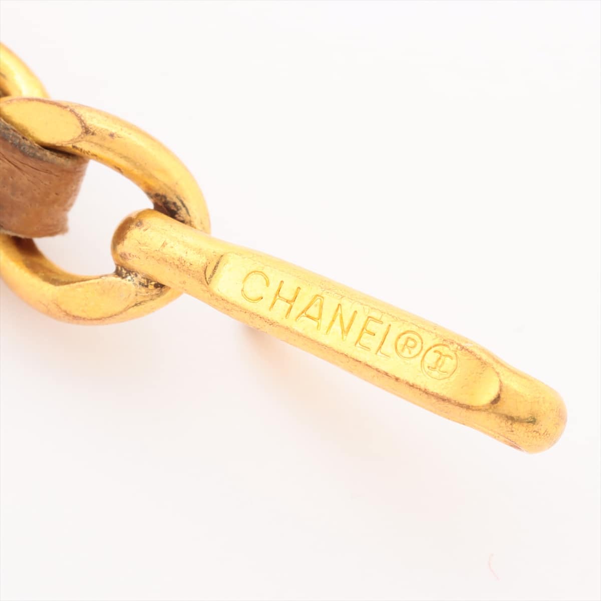 Chanel Coco Mark Chain belt GP & leather Beige
