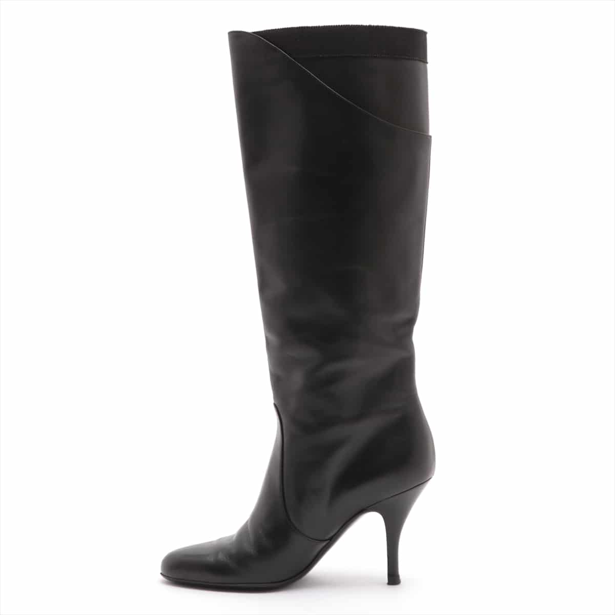 Ferragamo Vara Leather Long boots 6.5C Ladies' Black Ribbon