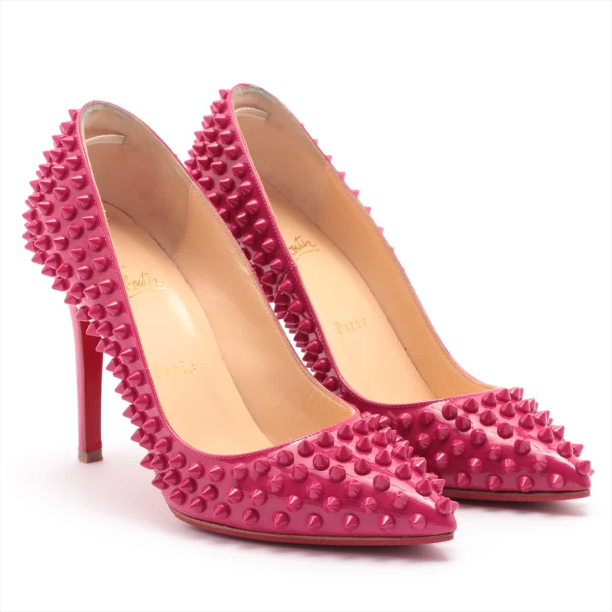 Christian Louboutin Patent leather Pumps 37 Ladies' Pink Spike Studs Resoled
