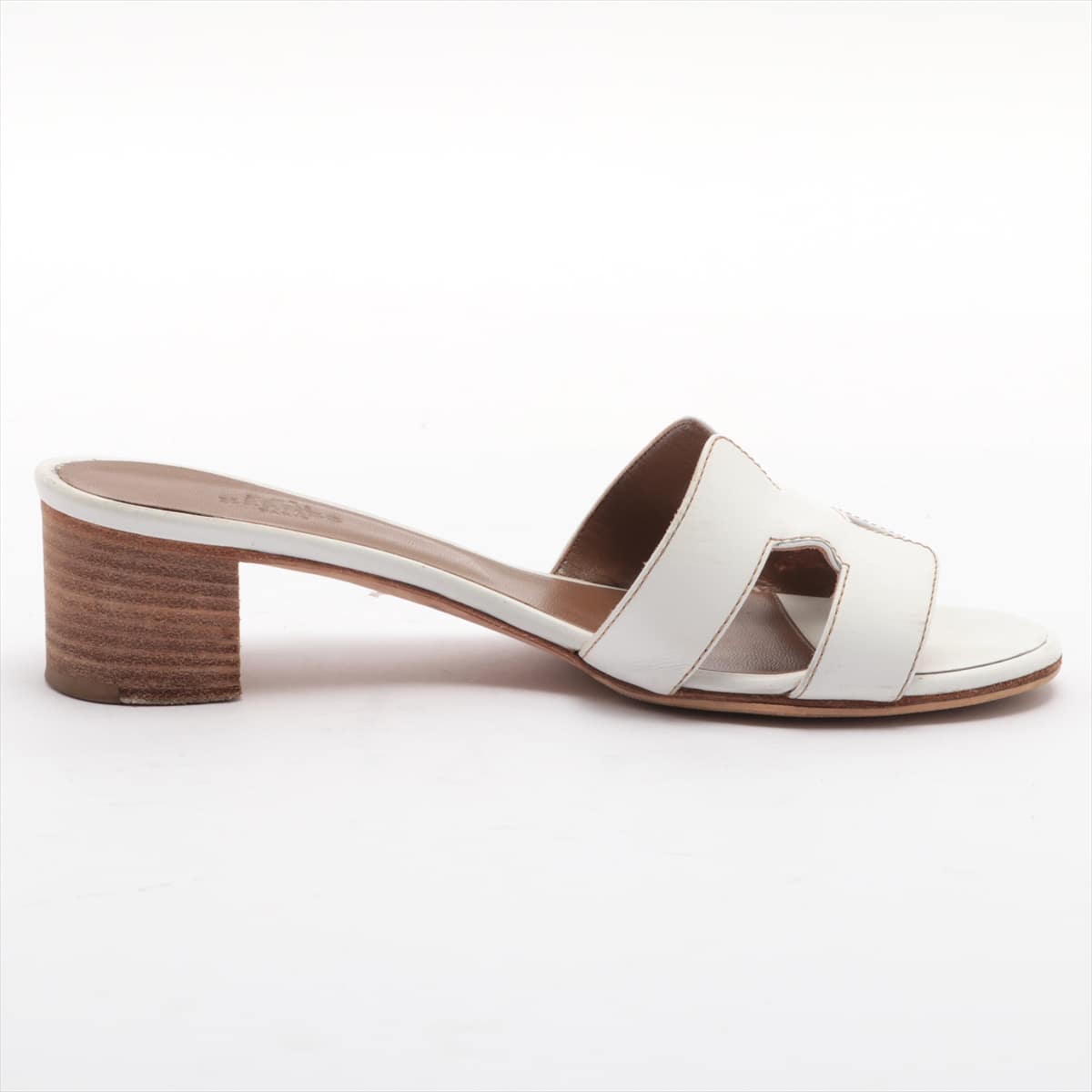 Hermès Leather Sandals 36.5 Ladies' White Resoled