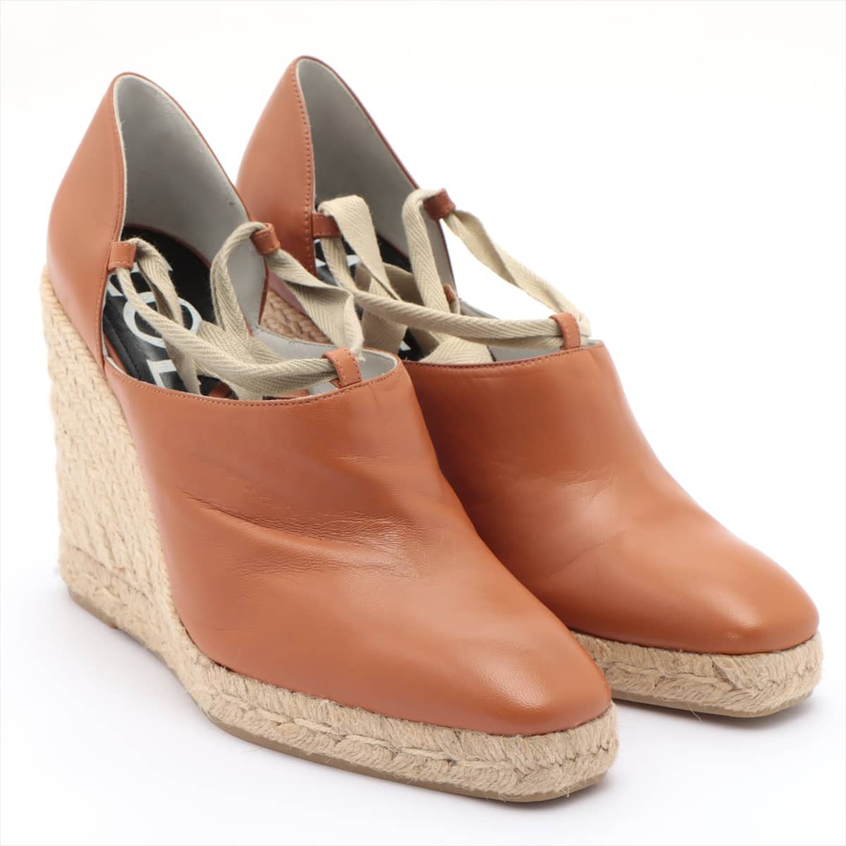 Loewe Leather Wedge Sole Sandals 38 Ladies' Brown