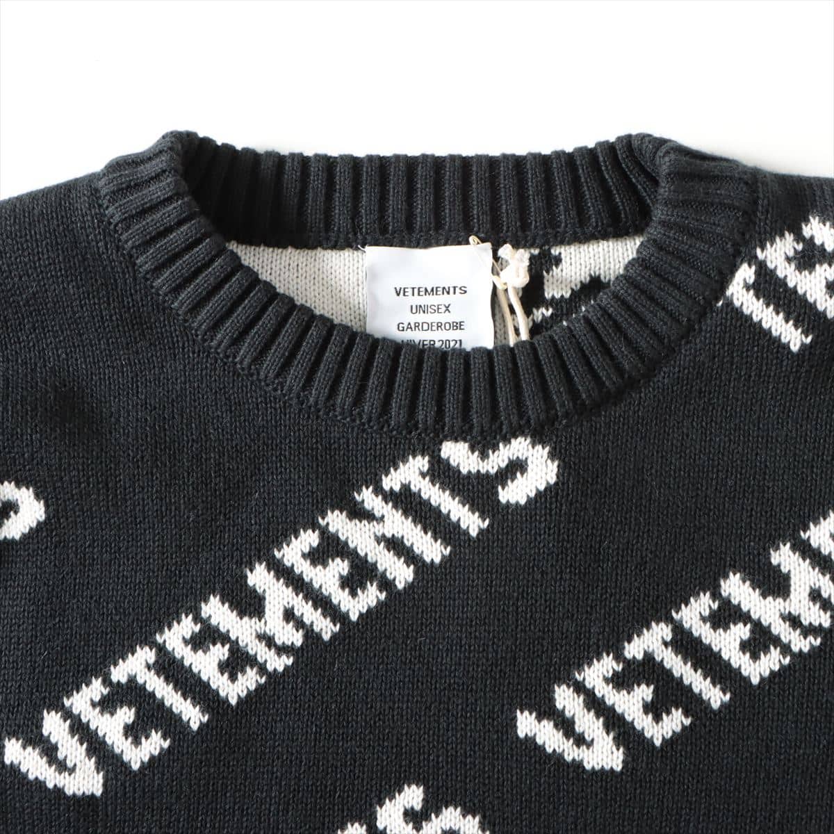 Vetements 20AW Cotton x Cashmere Knit S Unisex Black × White  Logo