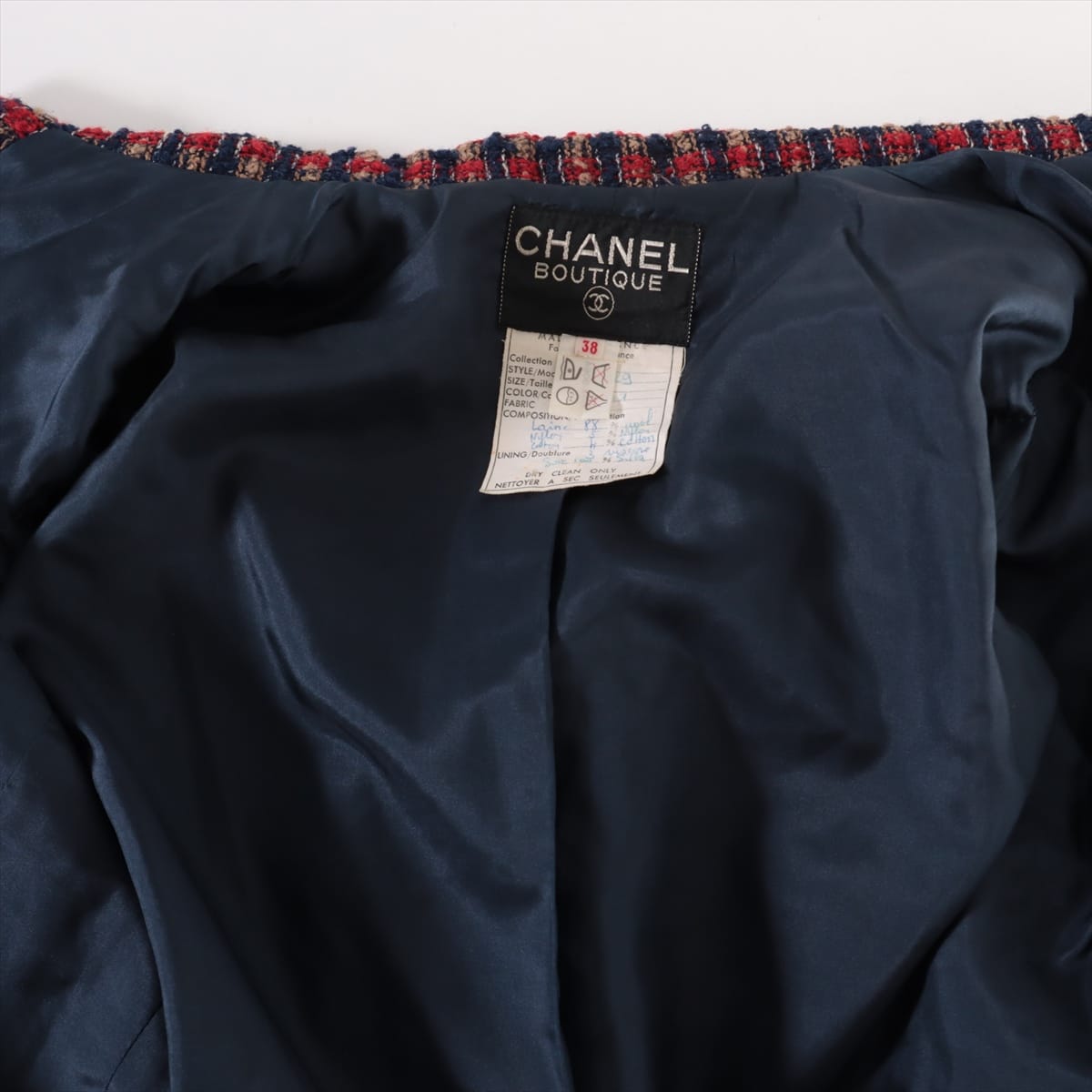 Chanel Coco Button Tweed Setup 38 Ladies' Navy x red