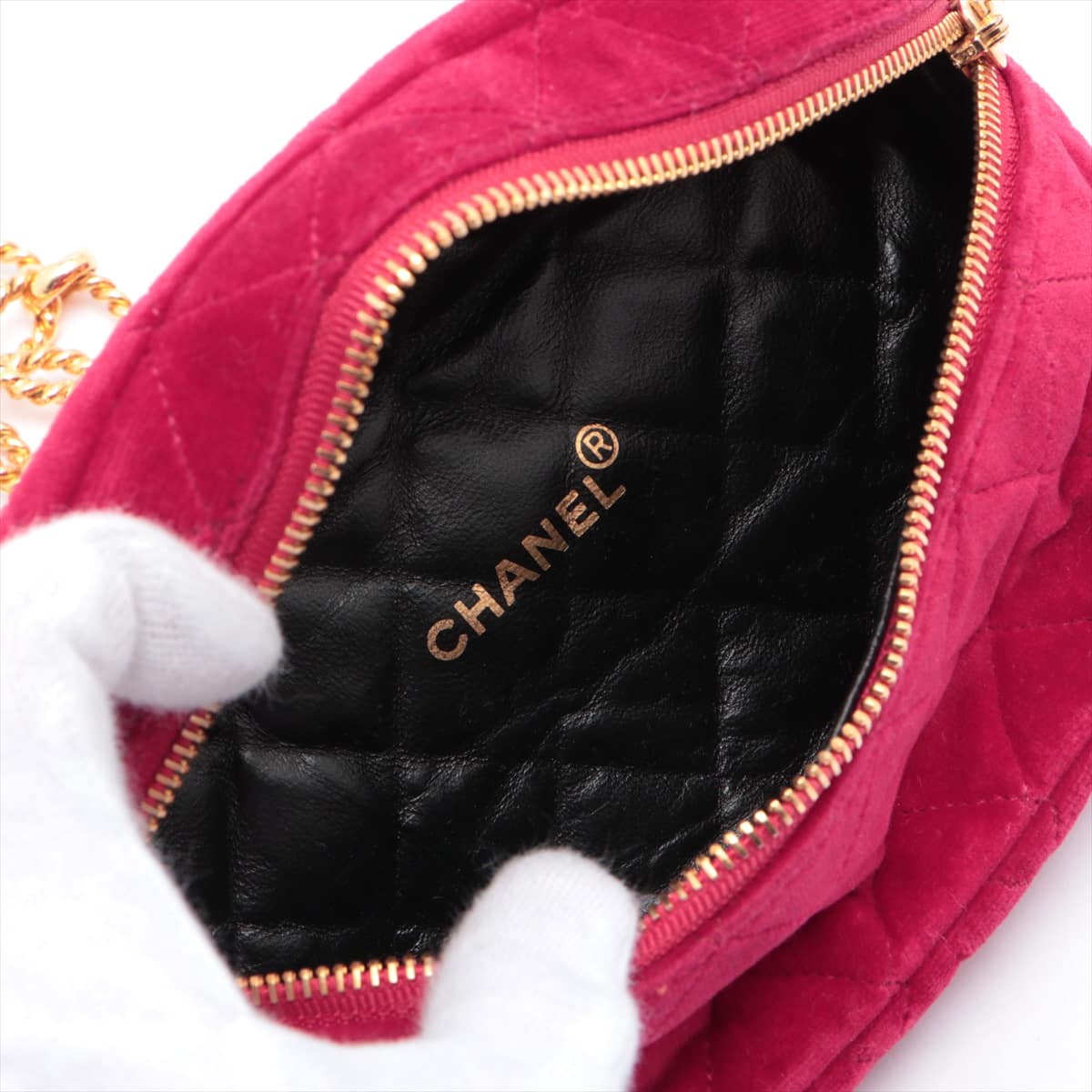 Chanel Matelasse Velour Waist bag Red Gold Metal fittings No serial number