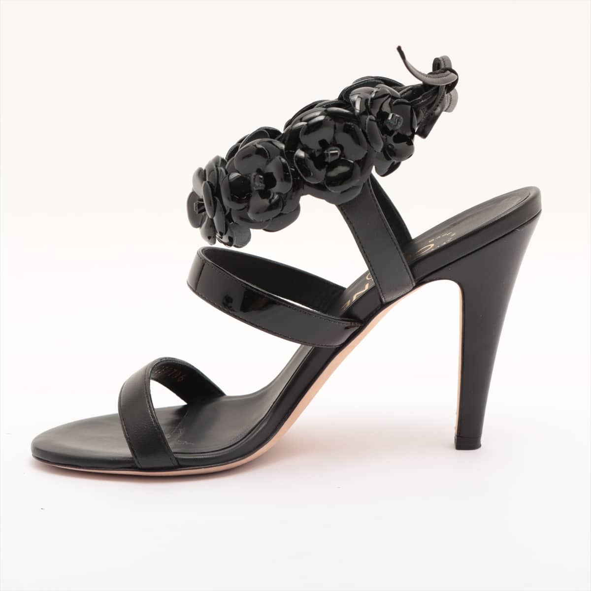 Chanel Coco Mark 16S Leather & patent Sandals 35 Ladies' Black