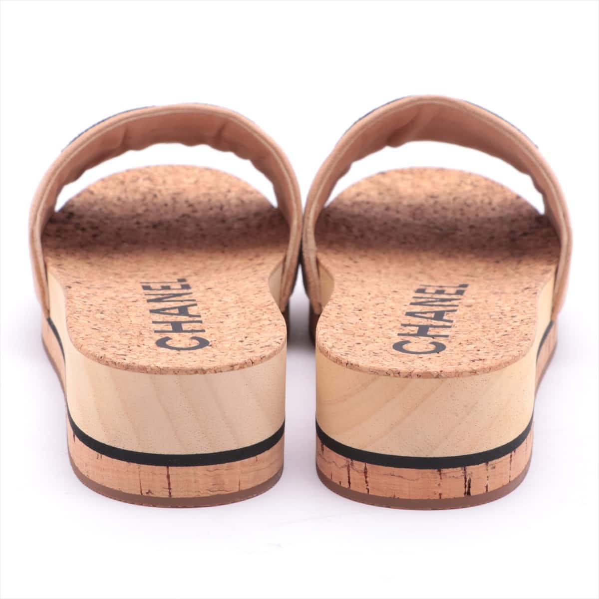 Chanel Coco Mark 20P Cork Sandals 38 Ladies' Beige G35799