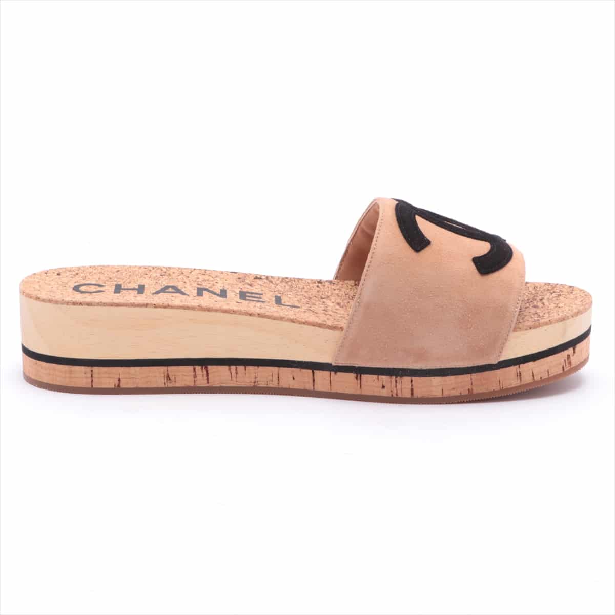 Chanel Coco Mark 20P Cork Sandals 38 Ladies' Beige G35799
