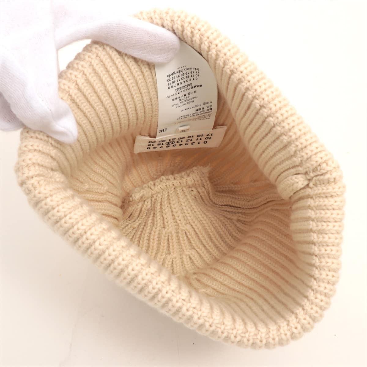 Maison Margiela 4 stitches Knit cap Wool Ivory 2018AW