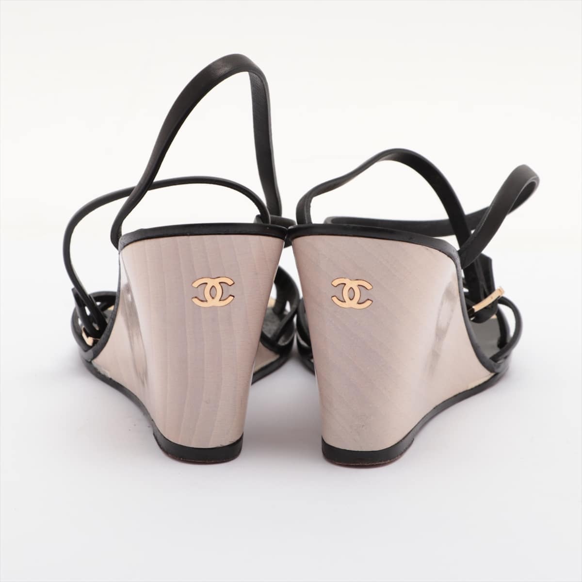 Chanel Leather Sandals 36.5C Ladies' Black Coco Mark
