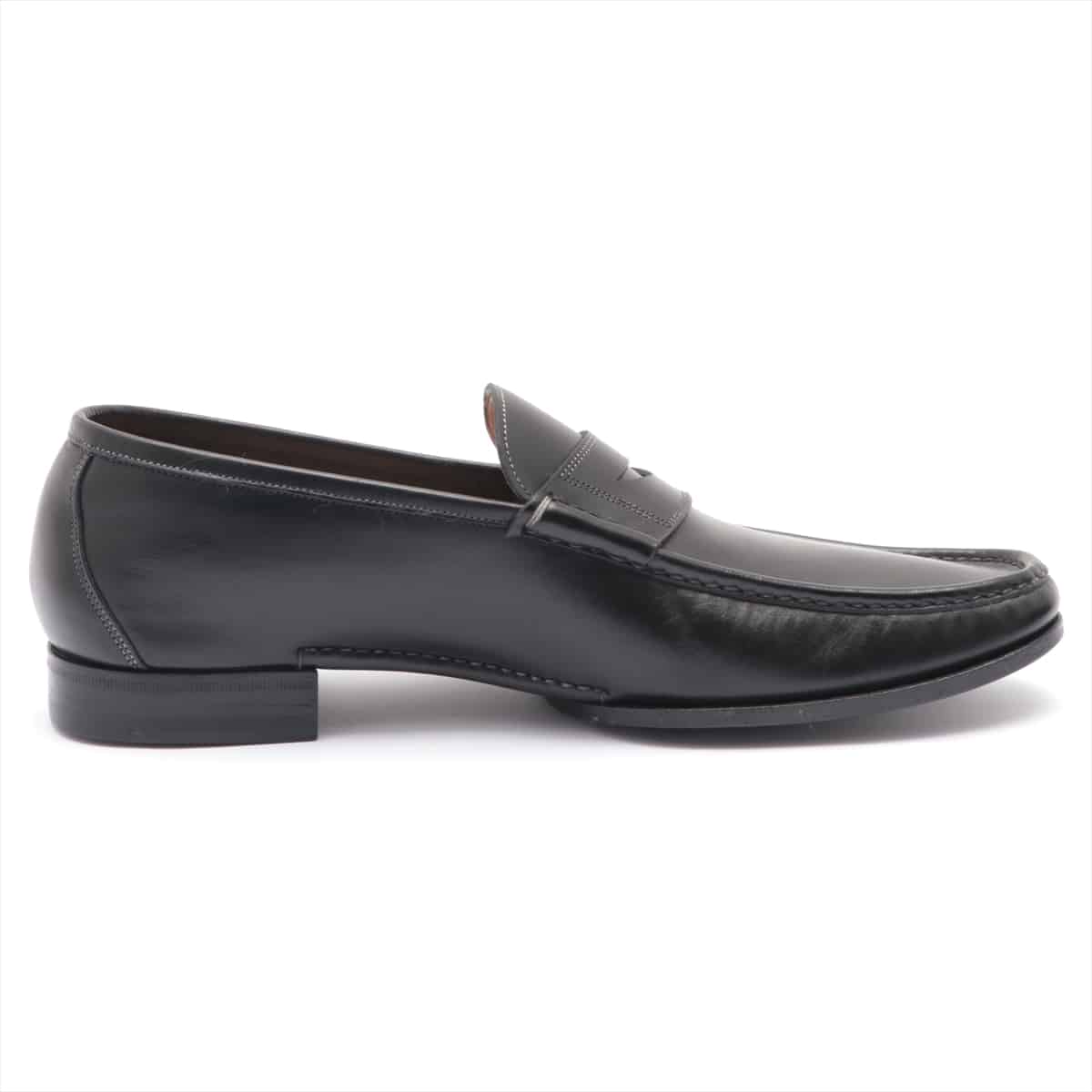 Santoni Leather Loafer 9 1/2 Men's Black