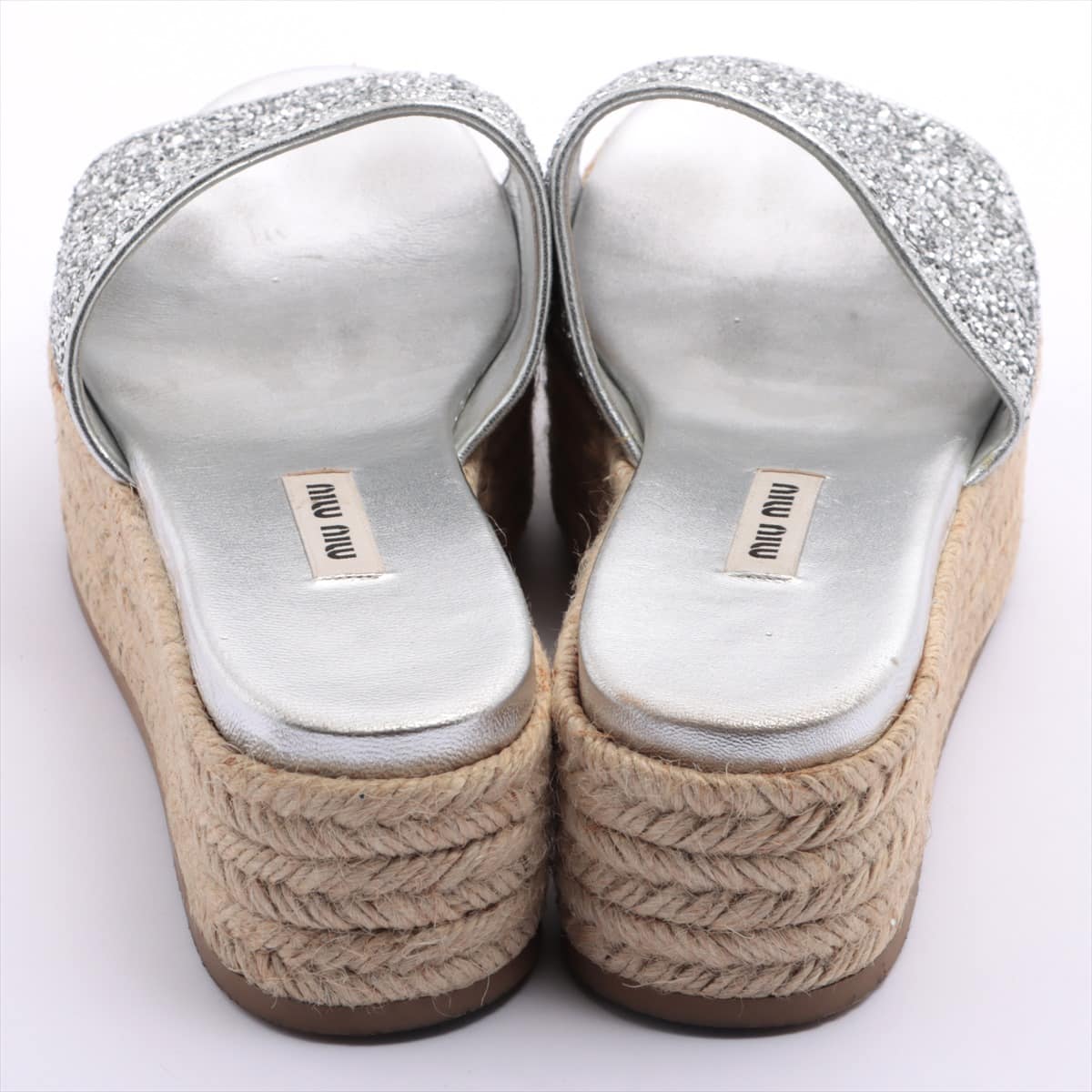 Miu Miu Glitter Sandals 39 Ladies' Silver