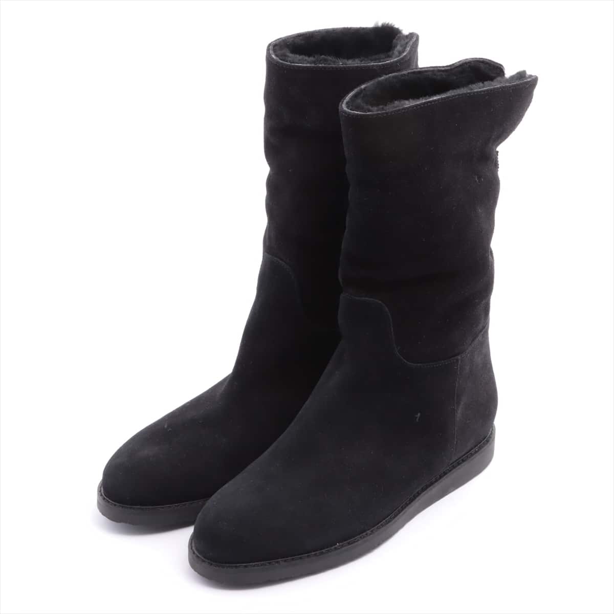Ferragamo Mouton Boots 7 Men's Black