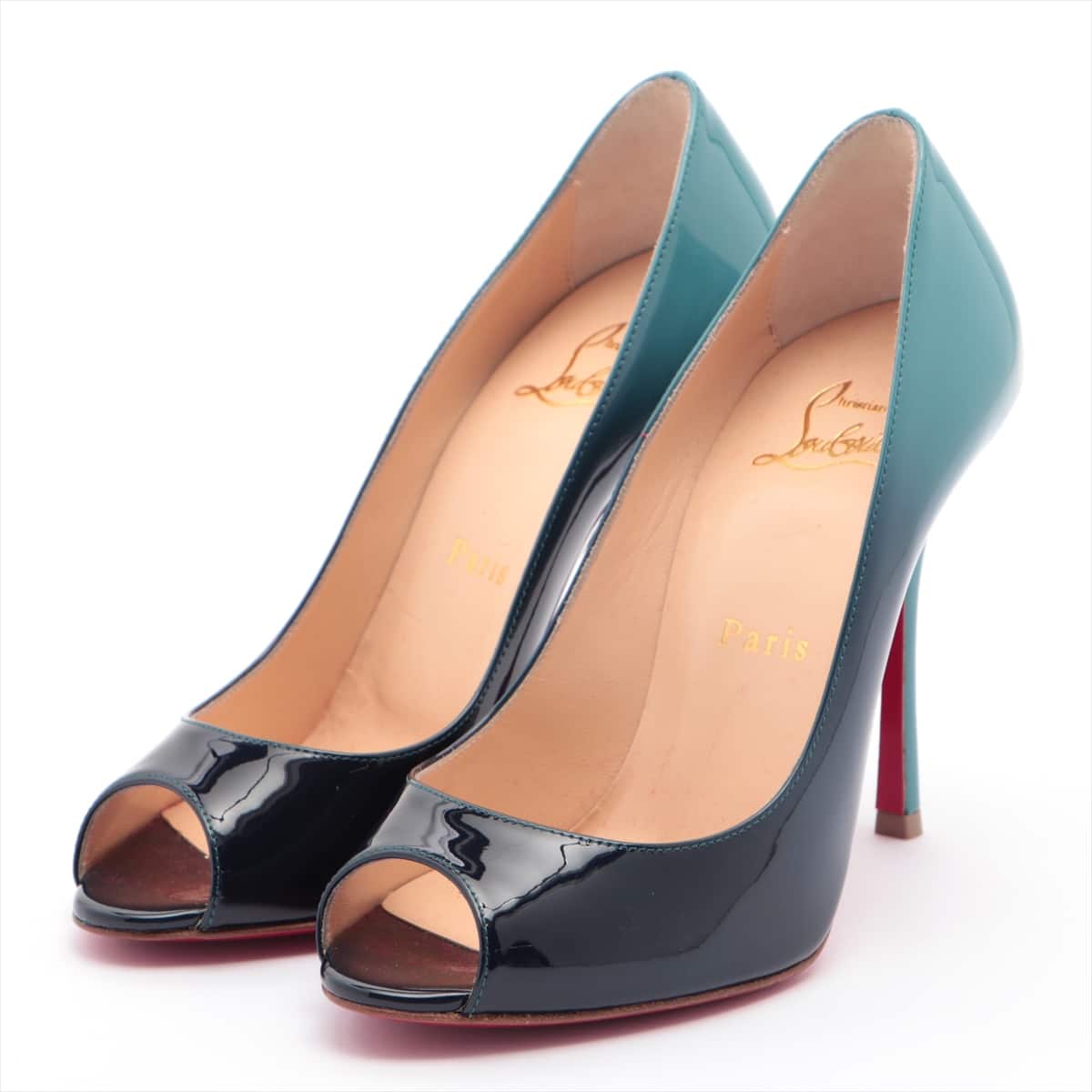 Christian Louboutin Patent leather Open-toe Pumps 36.5 Ladies' Blue