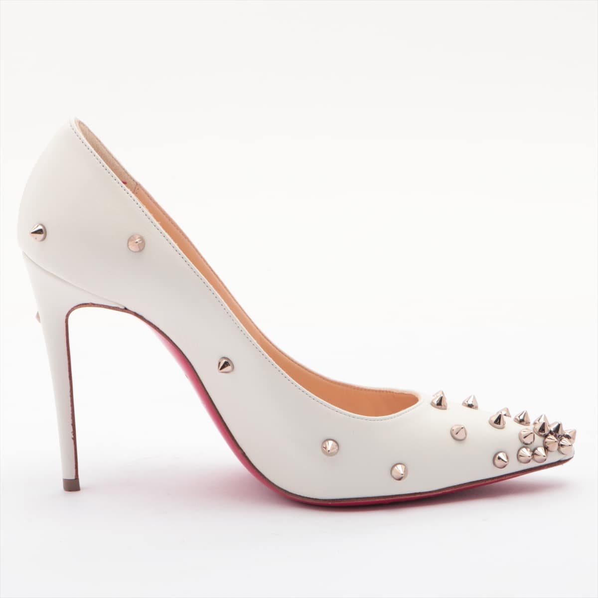 Christian Louboutin Leather Pumps 34.5 Ladies' White Spike Studs