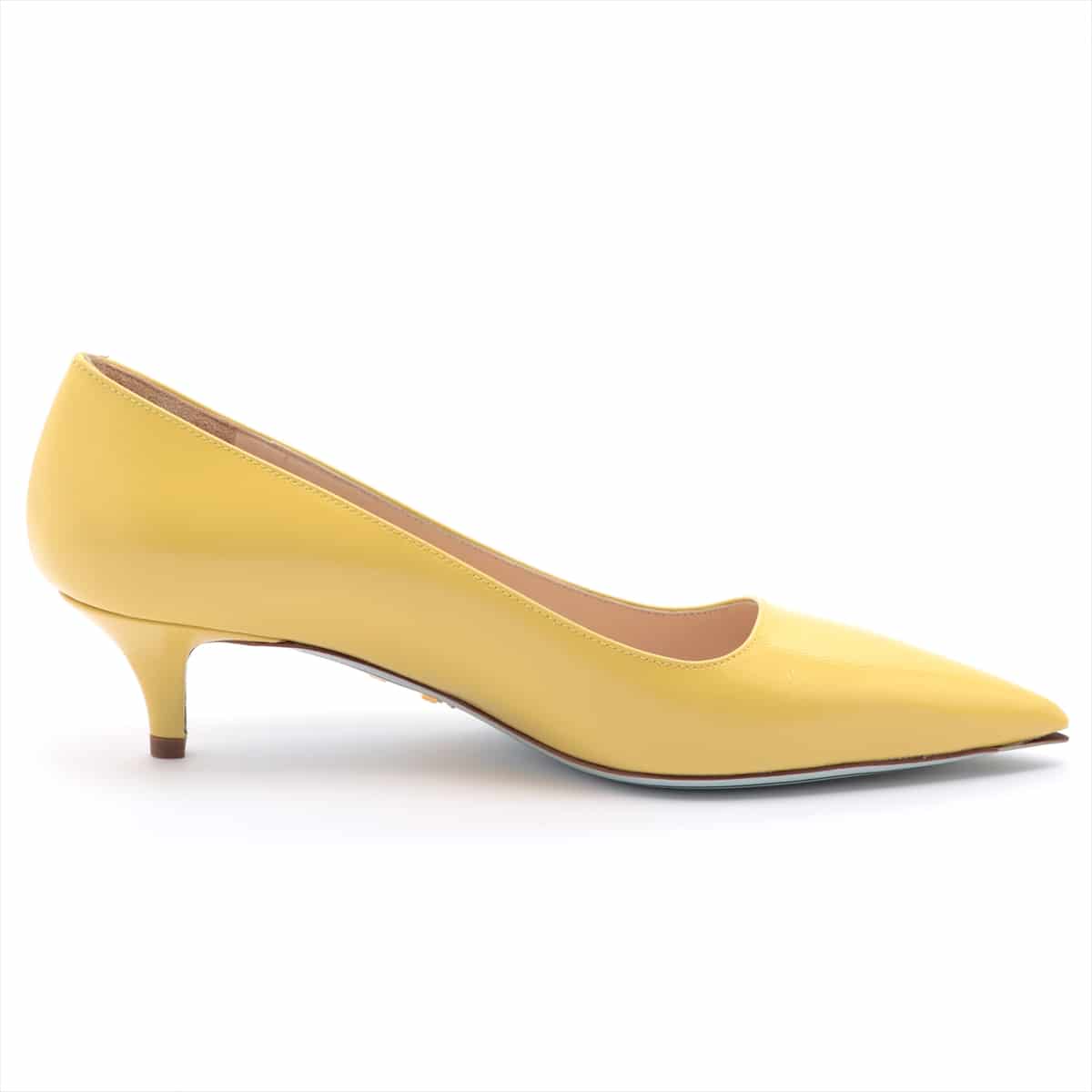 Prada Leather Pumps 36.5 Ladies' Yellow Initial metal fittings on the outsole