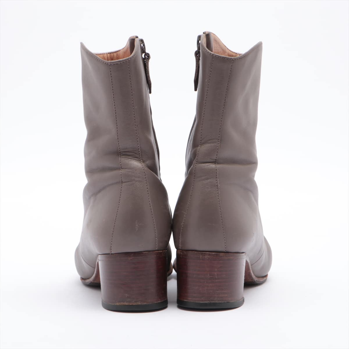 Hermès Leather Short Boots 36 Ladies' Grey Has half rubber