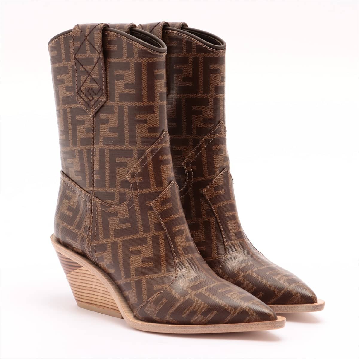 Fendi PVC & leather Boots 36 Ladies' Brown Zucca pattern
