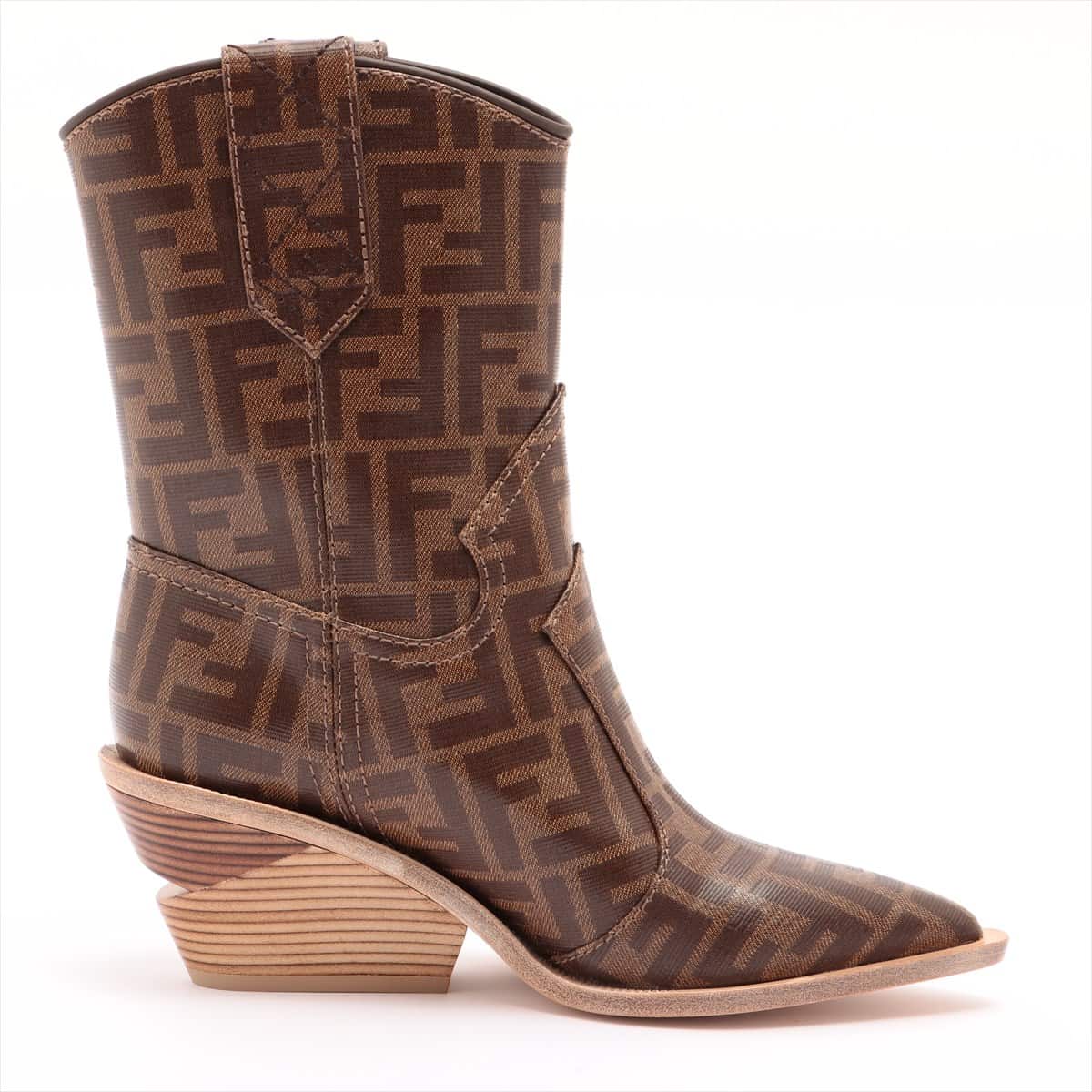 Fendi PVC & leather Boots 36 Ladies' Brown Zucca pattern