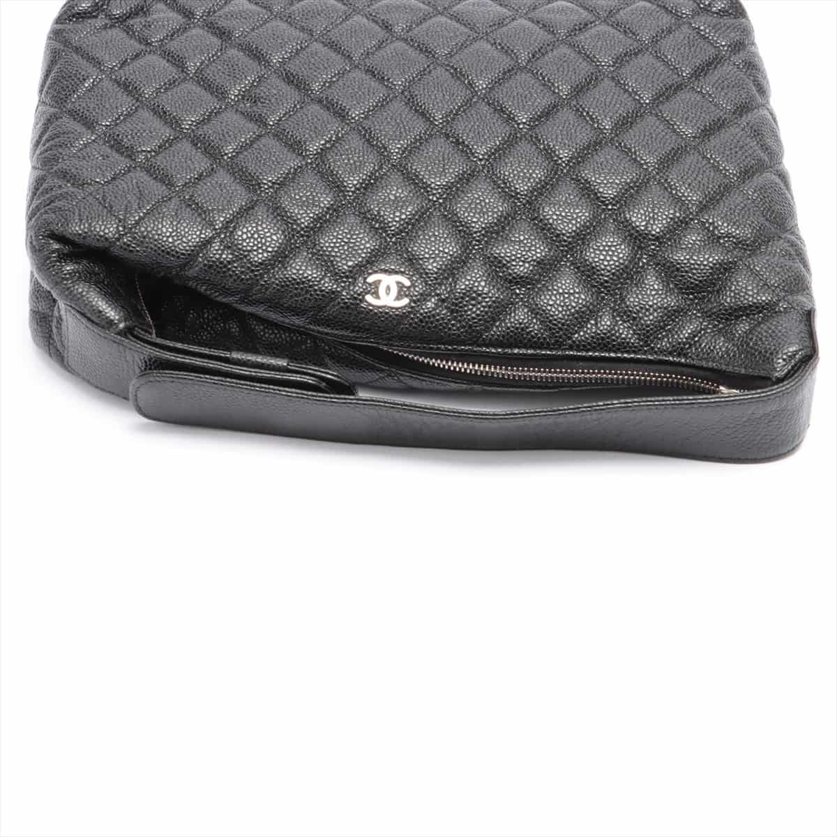 Chanel Matelasse Caviarskin Hand bag Black Silver Metal fittings 17XXXXXX