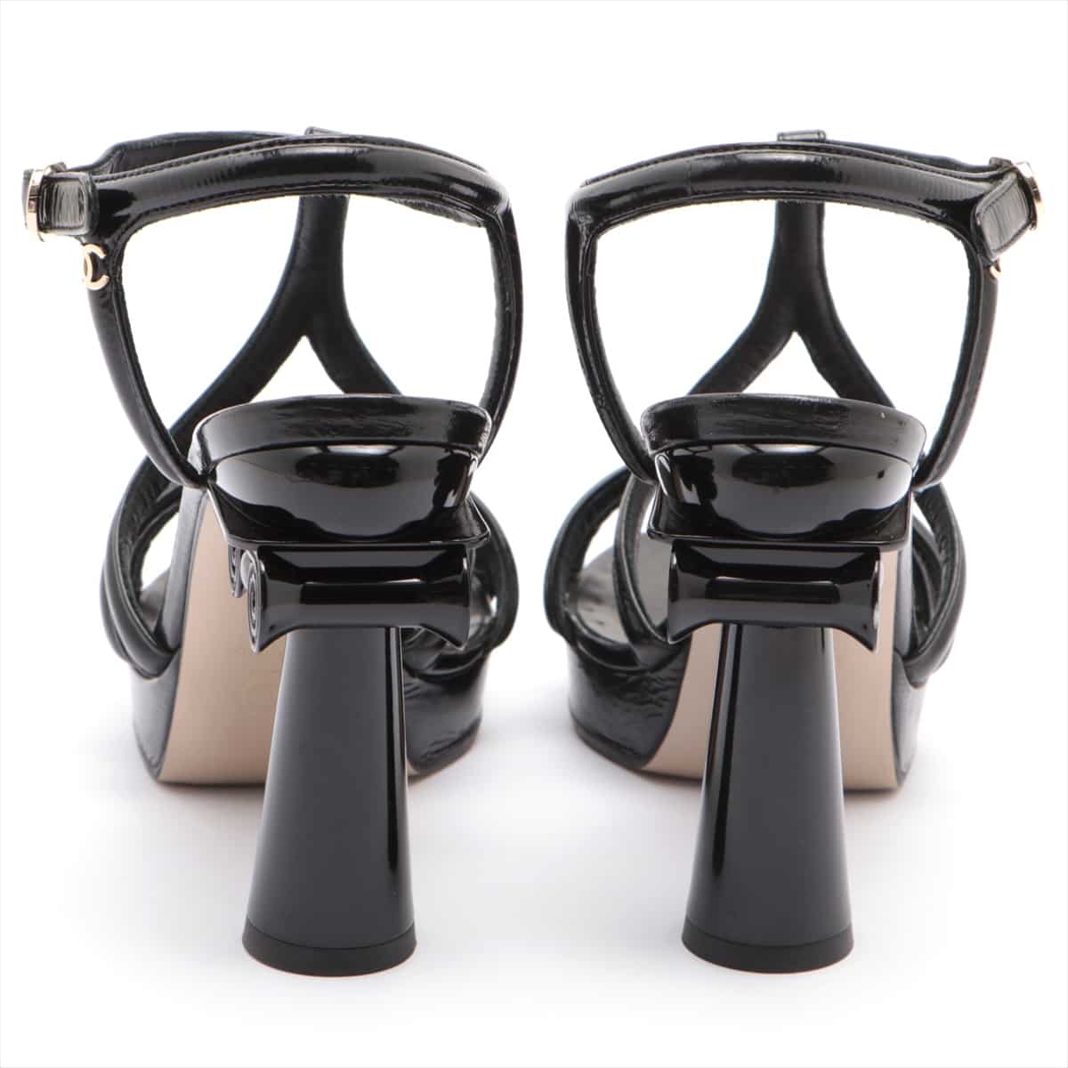 Chanel Coco Mark Leather Sandals 35.5 Ladies' Black