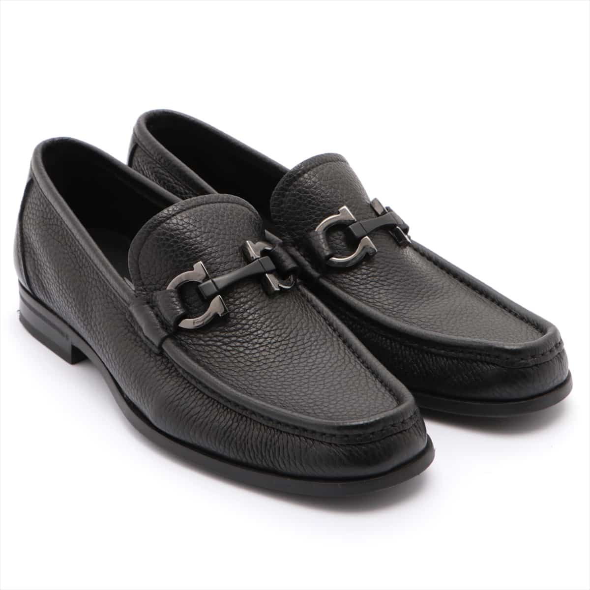 Ferragamo Gancini Leather Loafer 5.5 Men's Black With genuine shoe tree