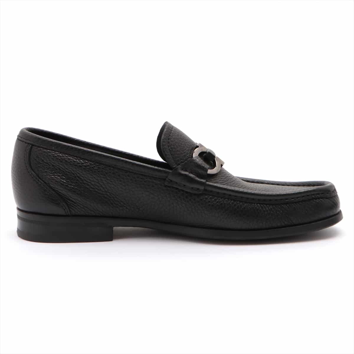 Ferragamo Gancini Leather Loafer 5.5 Men's Black With genuine shoe tree