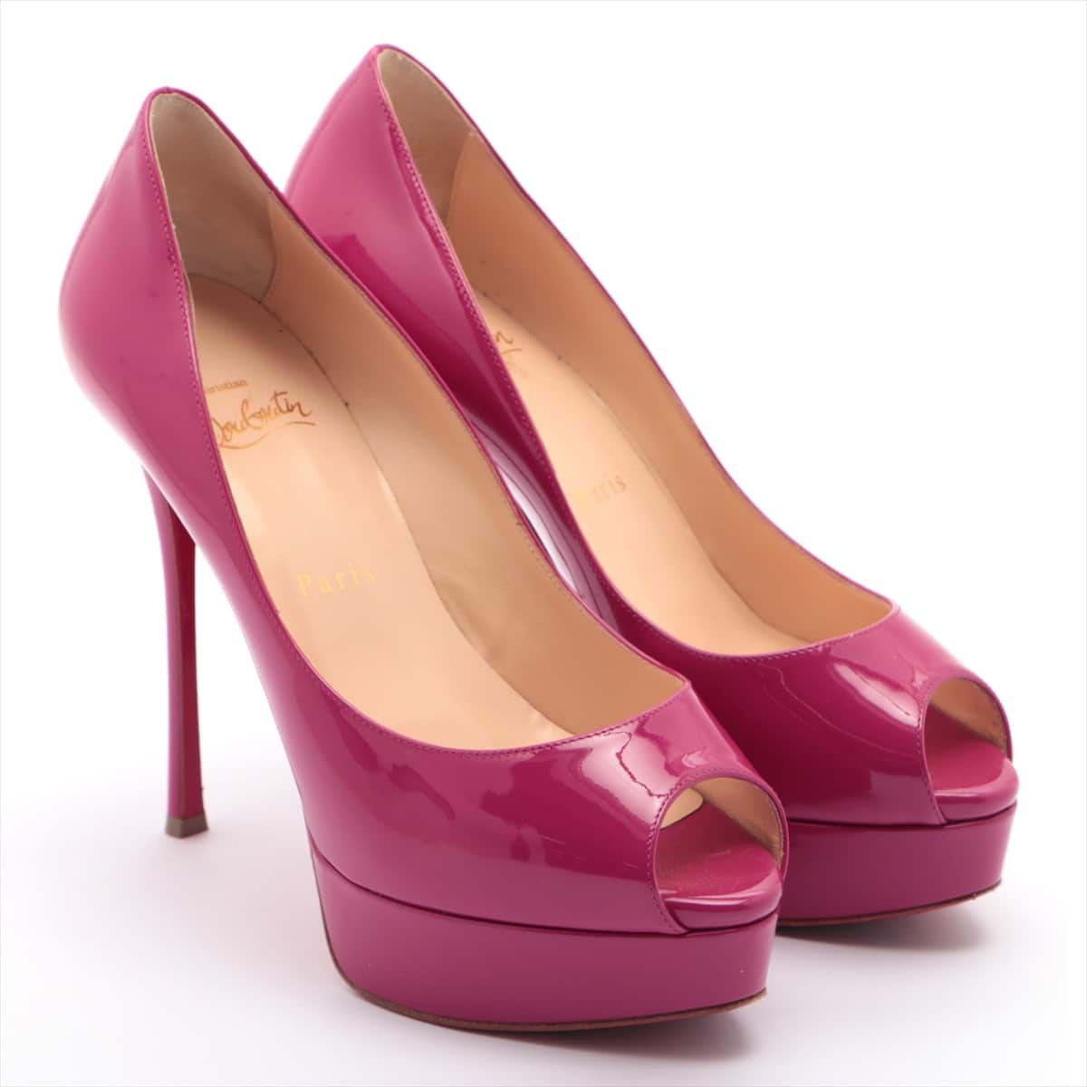 Christian Louboutin Patent leather Open-toe Pumps 37.5 Ladies' Pink