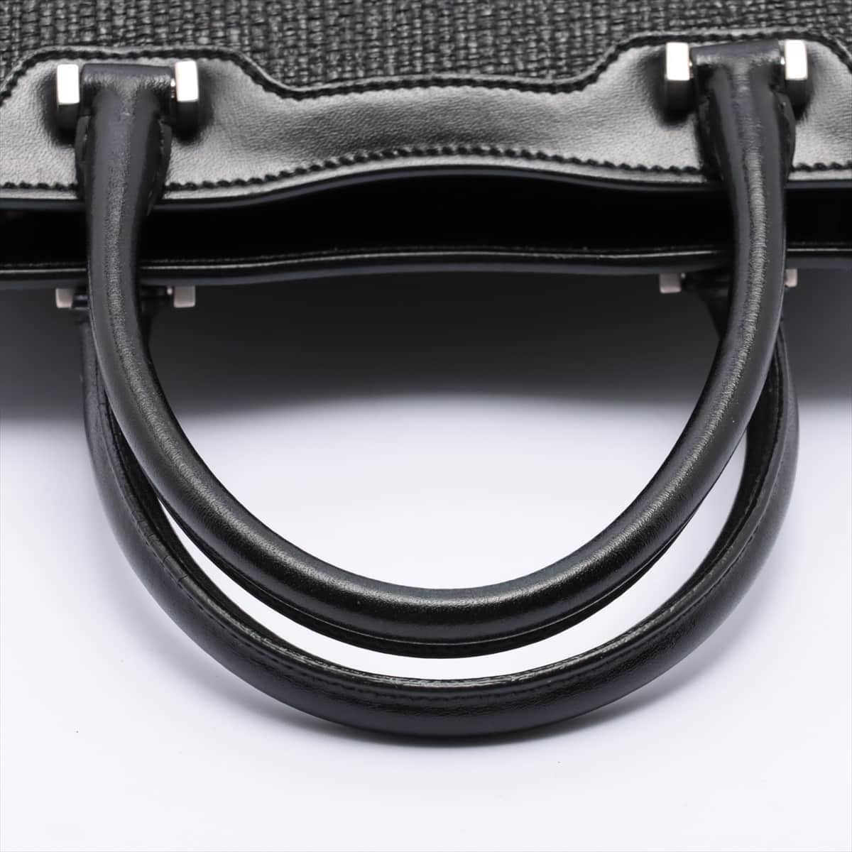 Saint Laurent Paris Uptown Straw & leather Hand bag Black 561203