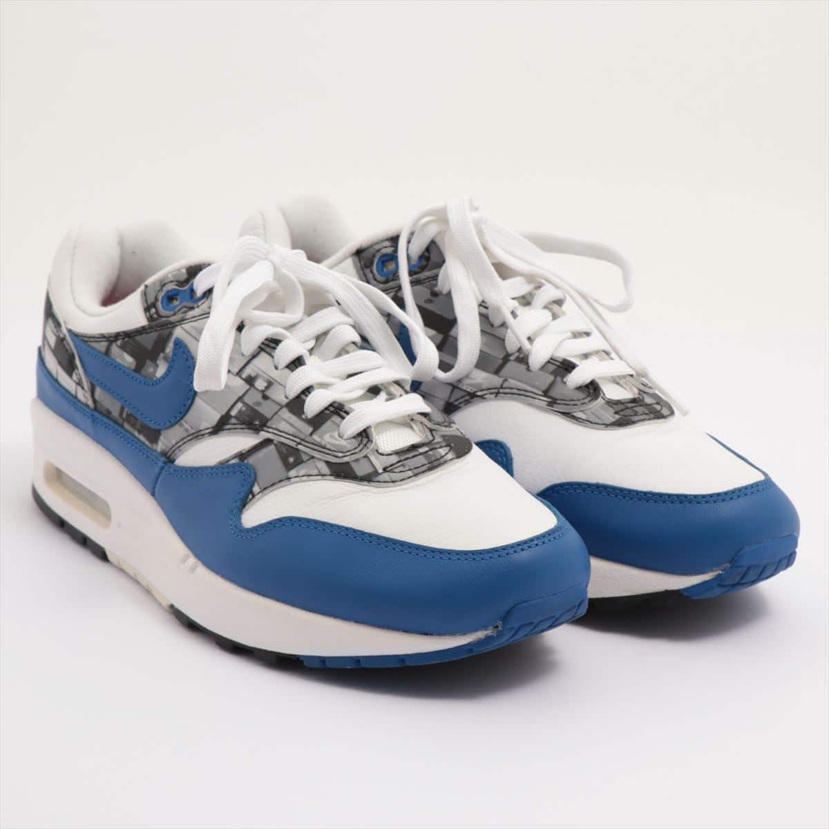 Nike Leather Sneakers 24.5 Men's Blue AIR MAX 1 PRNT WE LOVE AQ0927-100