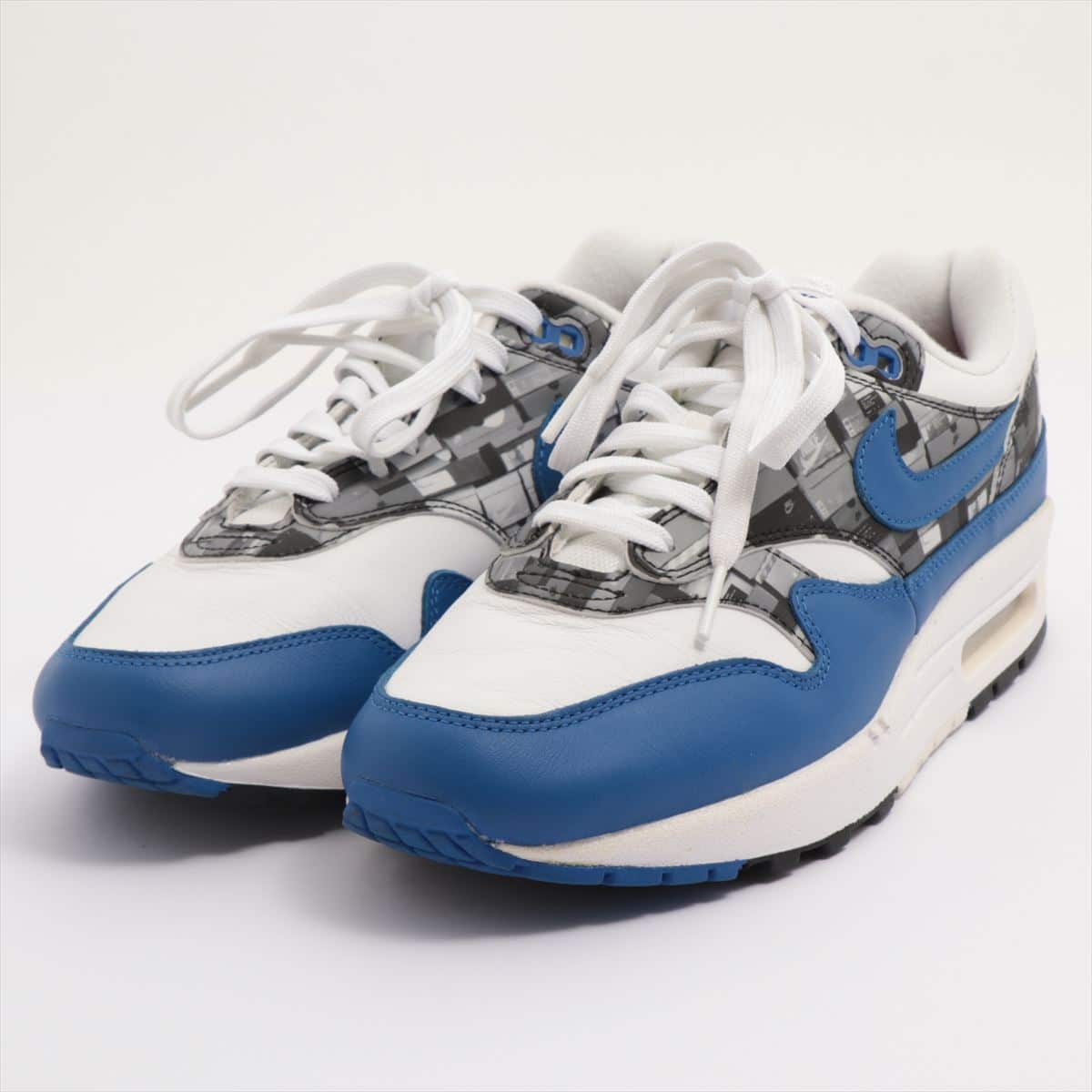 Nike Leather Sneakers 24.5 Men's Blue AIR MAX 1 PRNT WE LOVE AQ0927-100