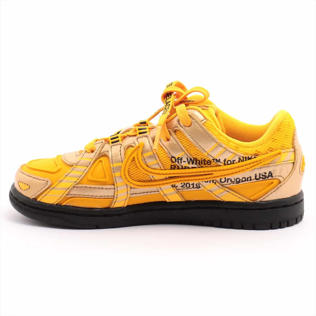 NIKE × OFF-WHITE Leather × Rubber Sneakers 18cm Kids Yellow