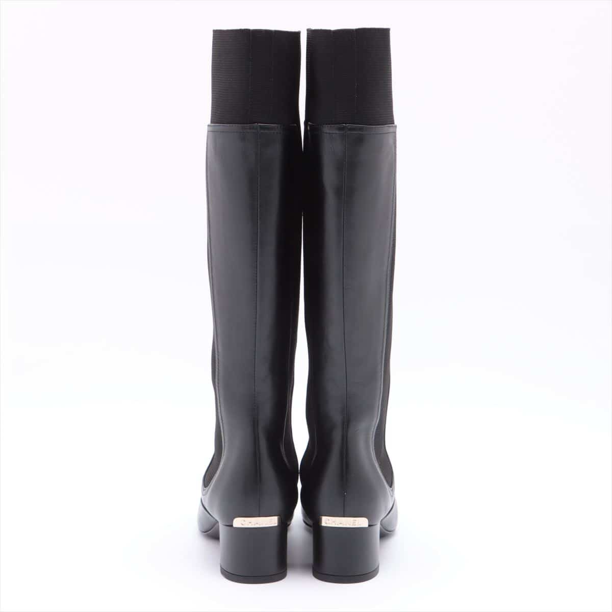 Chanel Leather Long boots 35 1/2 Ladies' Black