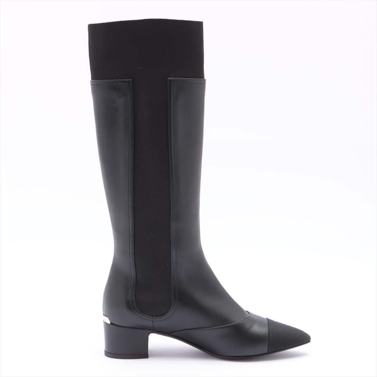 Chanel Leather Long boots 35 1/2 Ladies' Black
