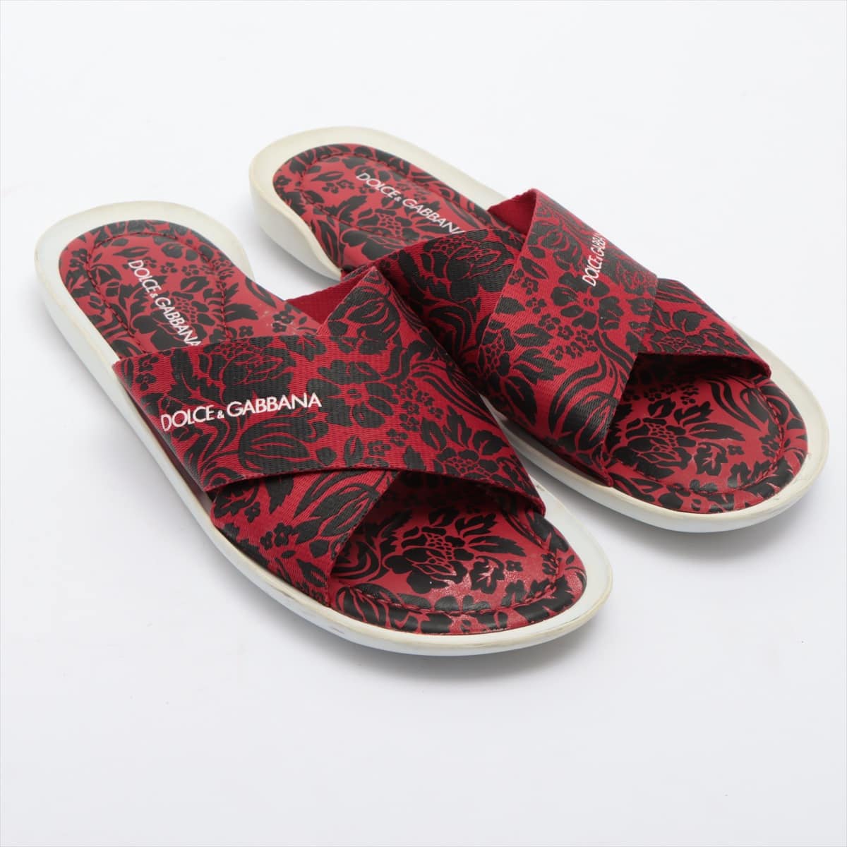 Dolce & Gabbana Fabric Sandals 6 Men's Red Botanical pattern