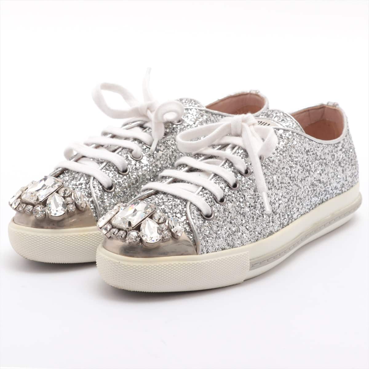 Miu Miu Glitter Sneakers 35 2/1 Ladies' Silver