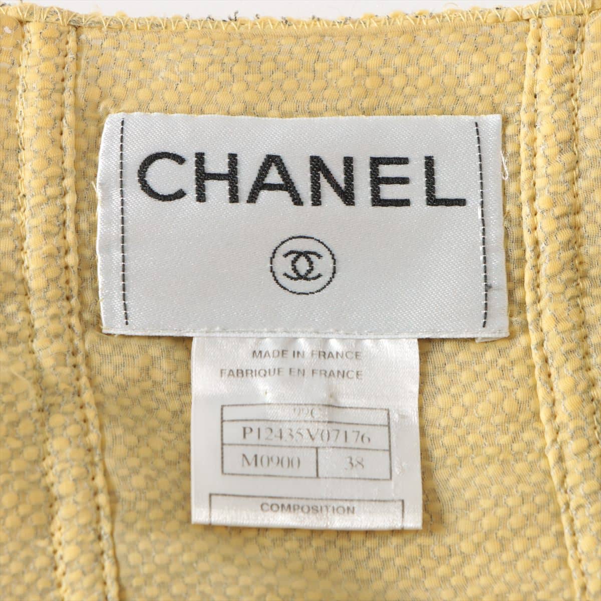 Chanel Coco Button 99C Tweed Setup 38 Ladies' Yellow