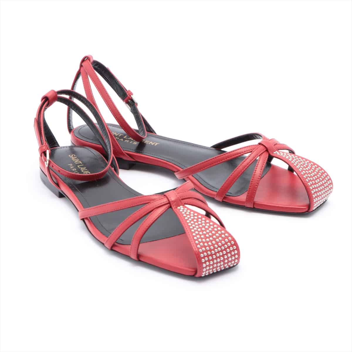Saint Laurent Paris Leather Sandals 36 1/2 Ladies' Red
