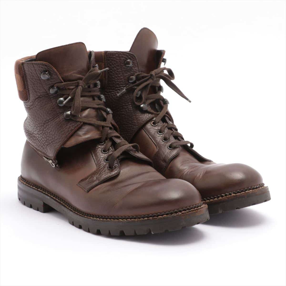 Louis Vuitton Leather Boots 7 1/2 Men's Brown Damier