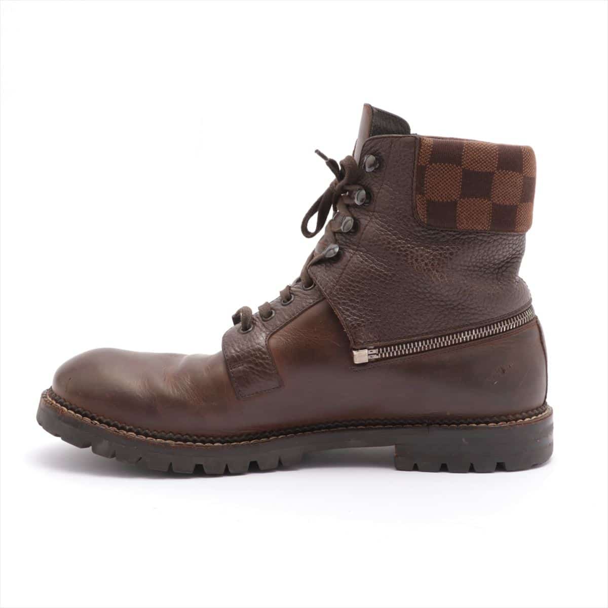 Louis Vuitton Leather Boots 7 1/2 Men's Brown Damier