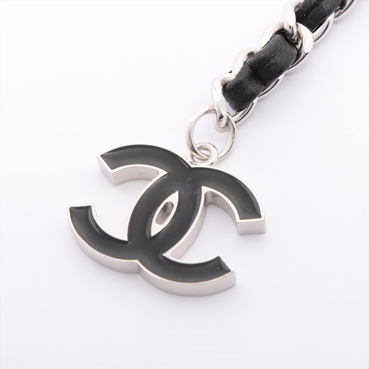 Chanel Coco Mark 04V Chain belt GP & leather Black × Silver