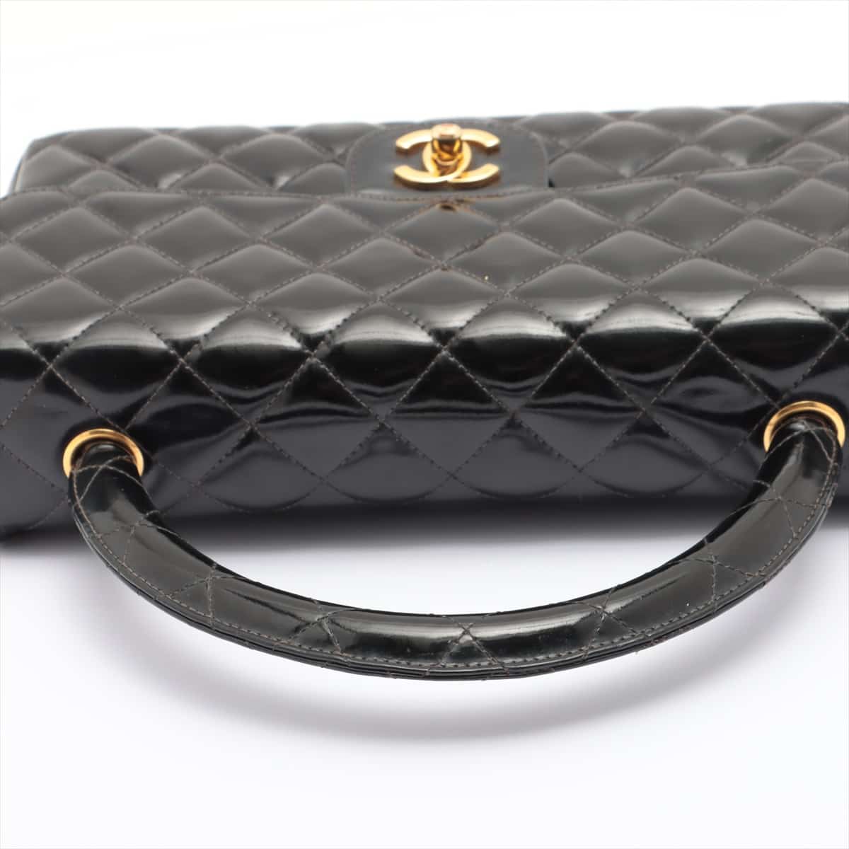 Chanel Matelasse Patent leather Hand bag Black Gold Metal fittings 4XXXXXX