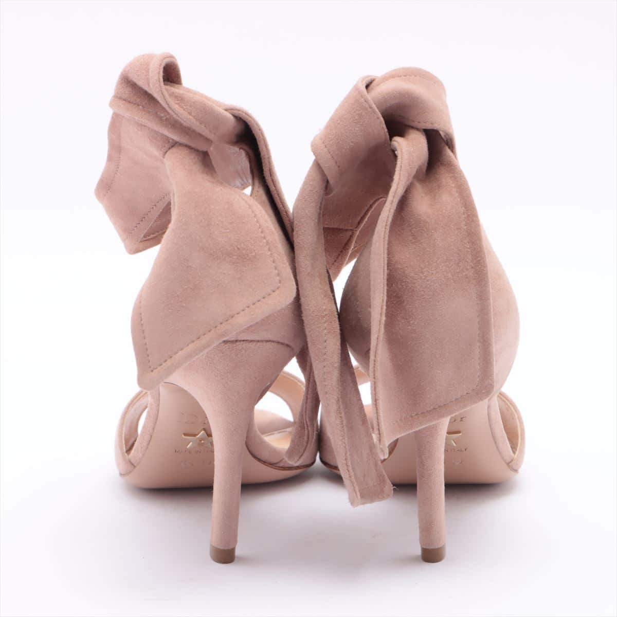 Christian Dior Suede Open-toe Pumps 34 Ladies' Beige back ribbon