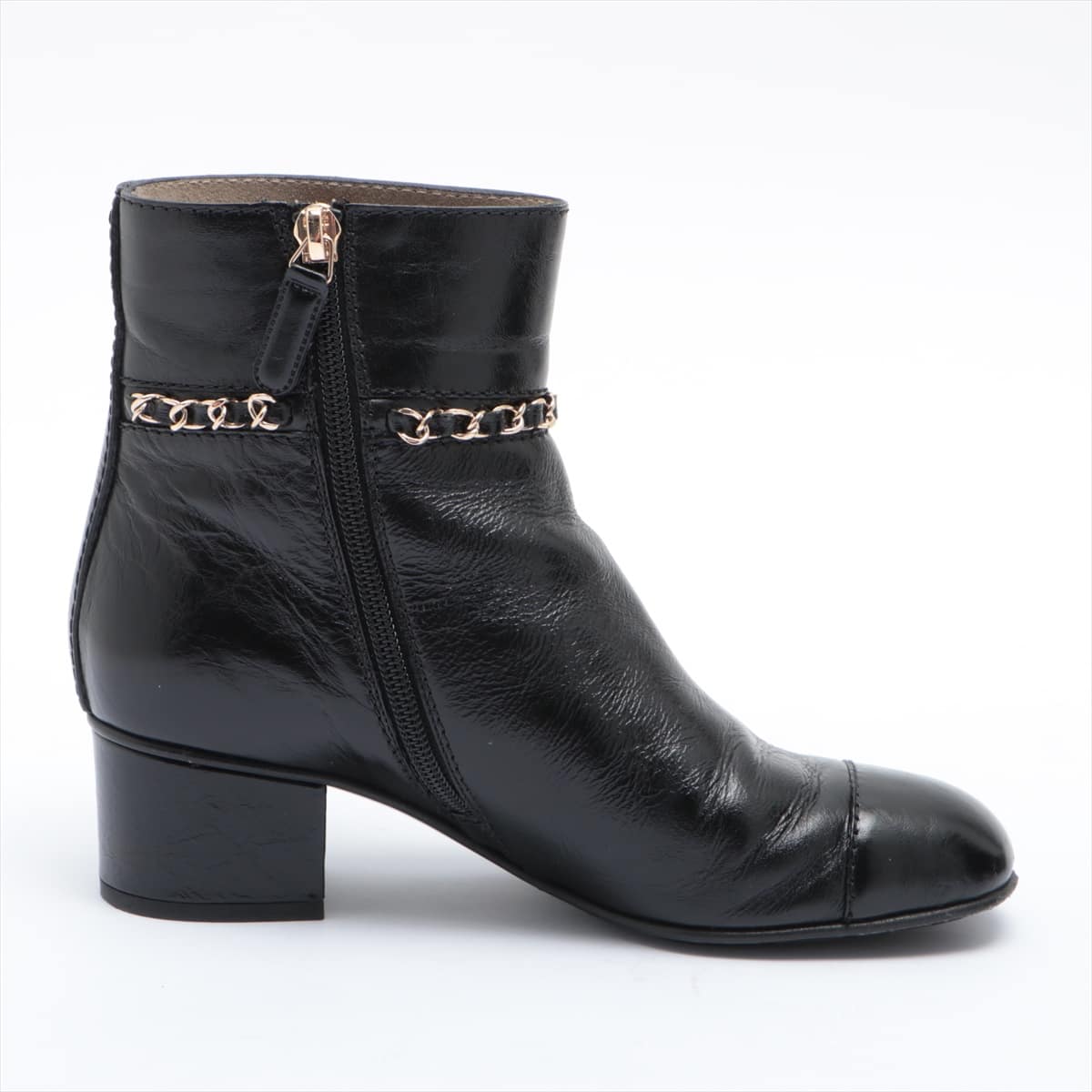 Chanel Coco Mark Leather Boots 36C Ladies' Black G35009 Chain