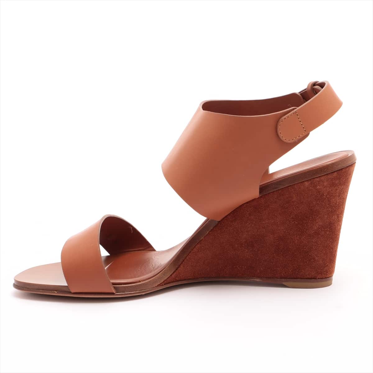 Sergio Rossi Leather Wedge Sole Sandals 35.5 Ladies' Brown