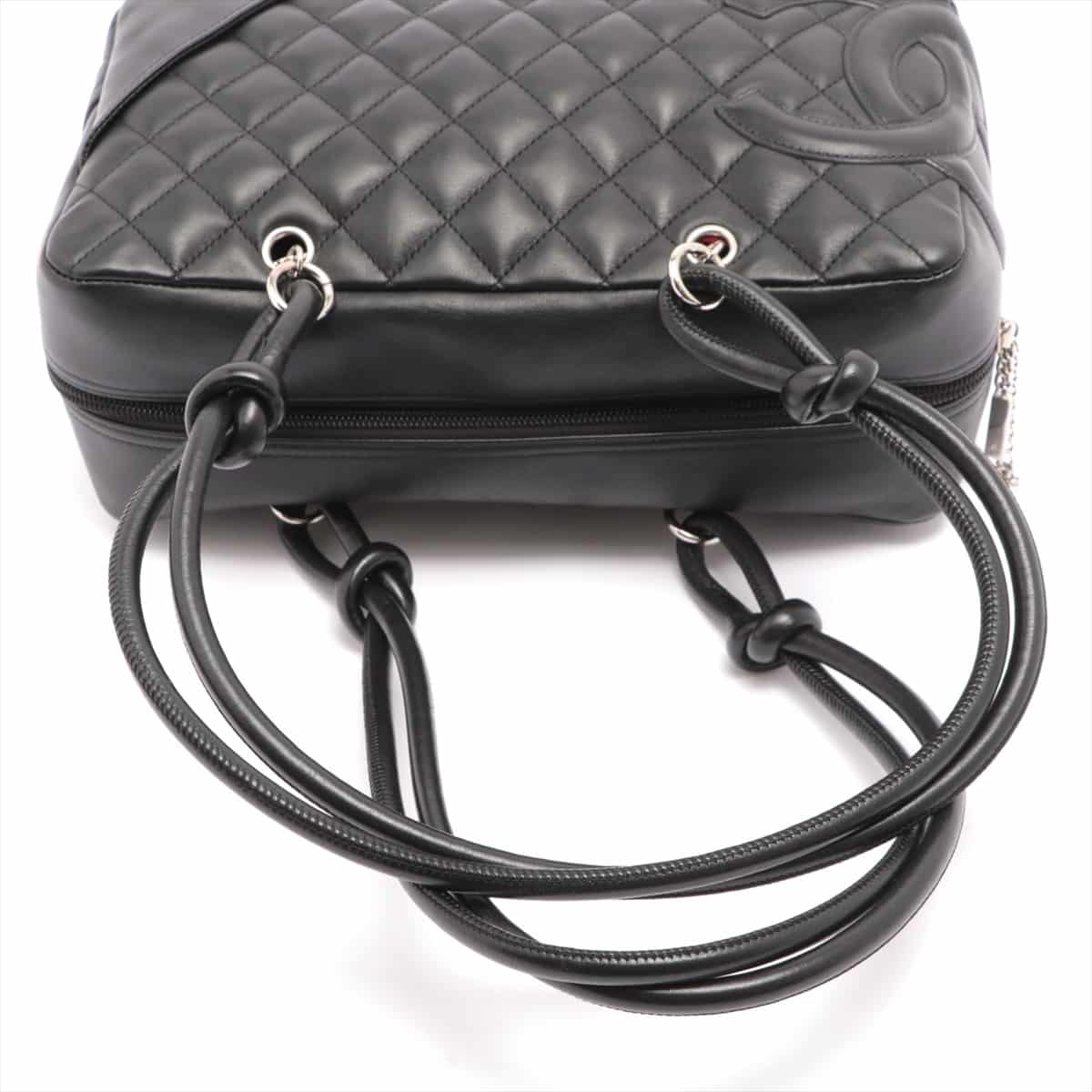 Chanel Cambon Line Lambskin Hand bag Black Silver Metal fittings 9XXXXXX