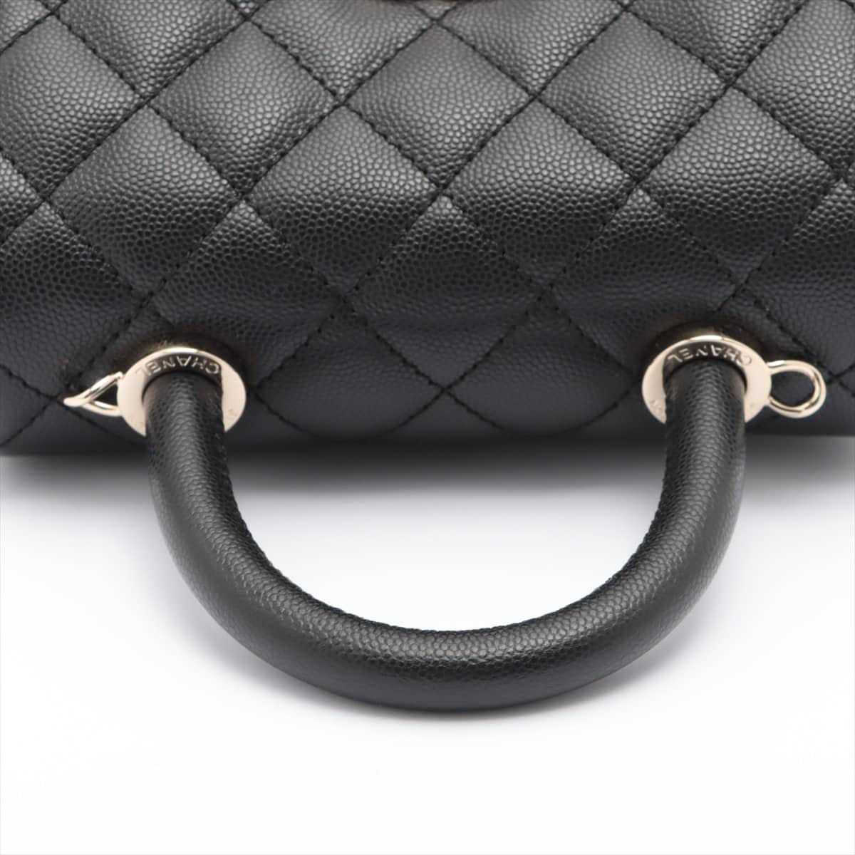 Chanel Coco Handle Caviarskin 2way handbag Black Silver Metal fittings 30